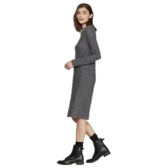 A New Day Ribbed Gray Sweater Midi Dress - Picture 1 of 6